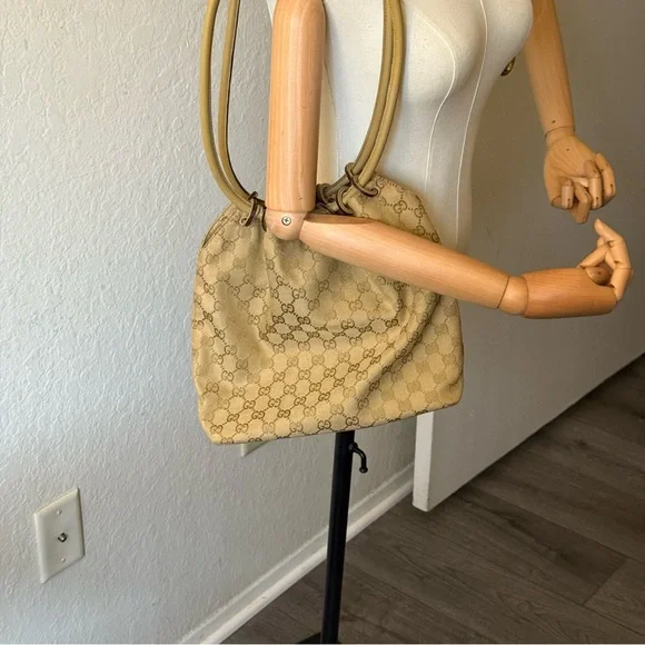 💎GUCCI SUPER VINTAGE MONOGRAM CANVAS/LEATHER BUCKET BAG/AUTHENTIC💎